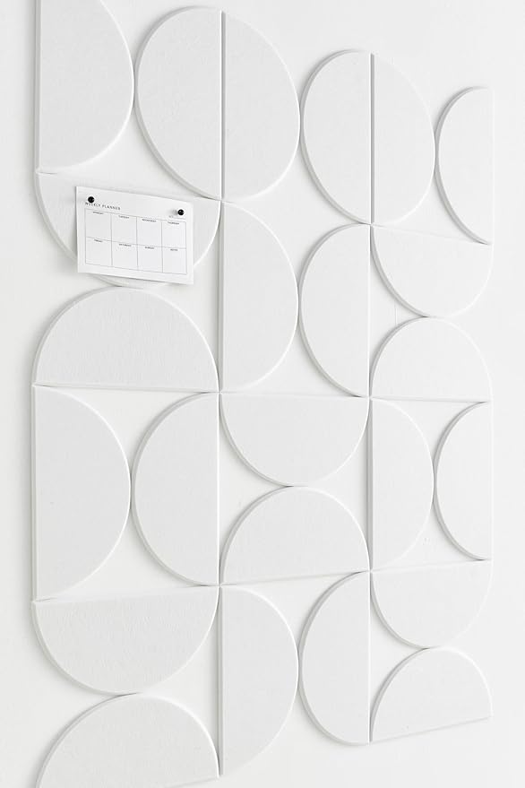 Large Bulletin Board Kit 48x36- Minimalist Wall Art to Replace Your Old Cork Boards for Walls for Office Decor - 24-Pack Semi-Circle Felt Wall Tiles for Home Office Décor (Milky White