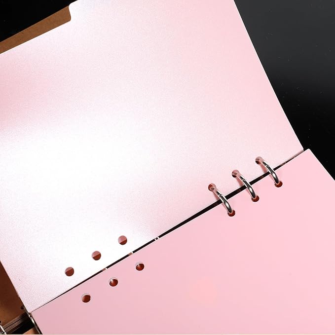 6 Pcs A5 Binder Dividers, 6 Holes Pink Clear Binder Divider Index with Tabs Insertable Plastic Index Divider Sheets for Binders Notebook Journal Diary Memo Notepad (Pink)