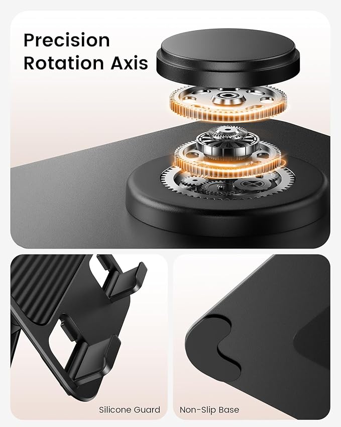 Lamicall Rotating Tablet Stand for Desk - [Fully Adjustable][Foldable & Portable] iPad Stand with Heavy-Duty Base, Tablet Holder Gifts for 4.7-13" Devices, 2025 iPad Pro Air, Kindle, iPhone 17 Pro
