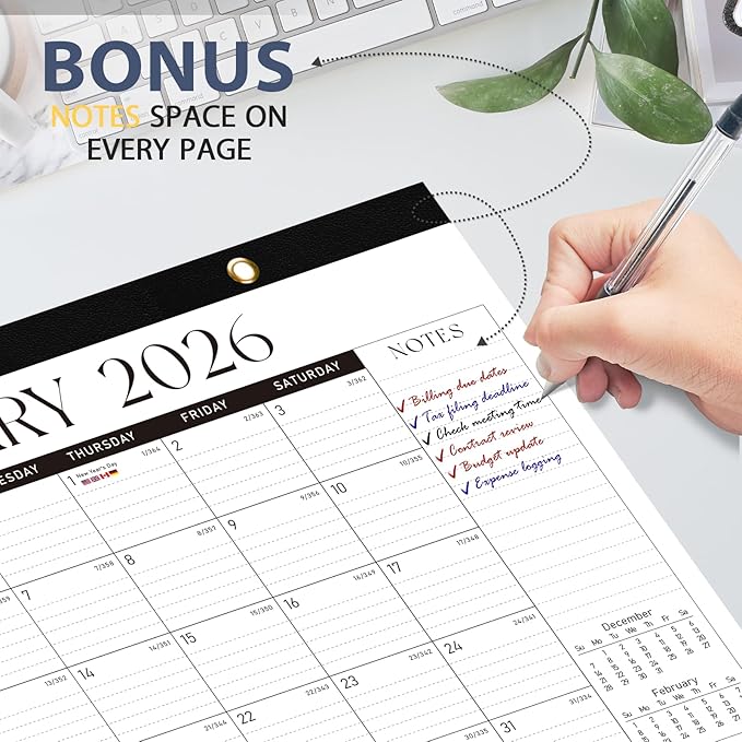 2026 Desk Calendar, Large Desktop/Wall Monthly Calendar (Jan. 2026 - Jun. 2027) 17'' x 12'' Personal Desk Planner for Teacher Family School Office Supplies