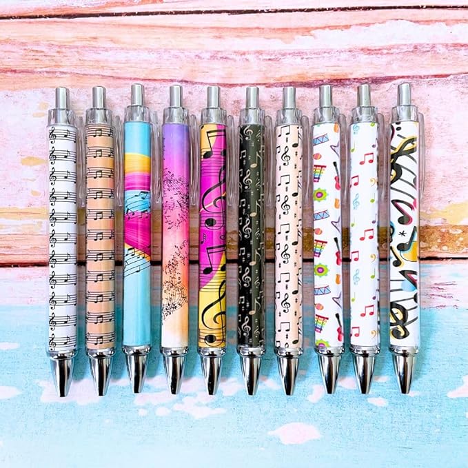 Music Pens 10 PC Unique Musical Party Favor Teacher Gift Romantic Themed Office Supplies Classroom Piano Enthusiasts Musician Cool Stationery Artistic Vibes Bulk Perfect for Student Journals
