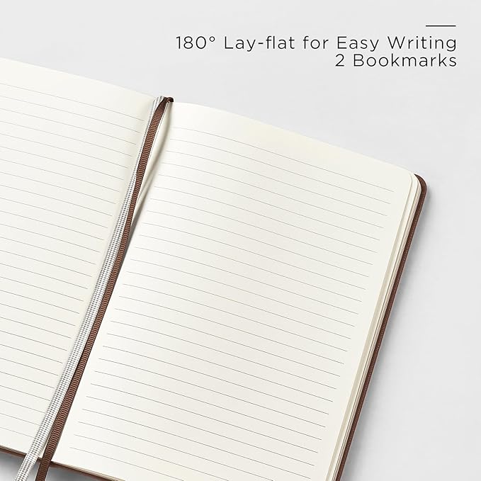 &And Per Se Lined Journal and Pen Set, A5 Leather Hardcover Notebook with Pen & Stationary Set, 160 Pages 100GSM Thick Ruled Paper Journal for Business Work Writing (Brown, Gift Set)