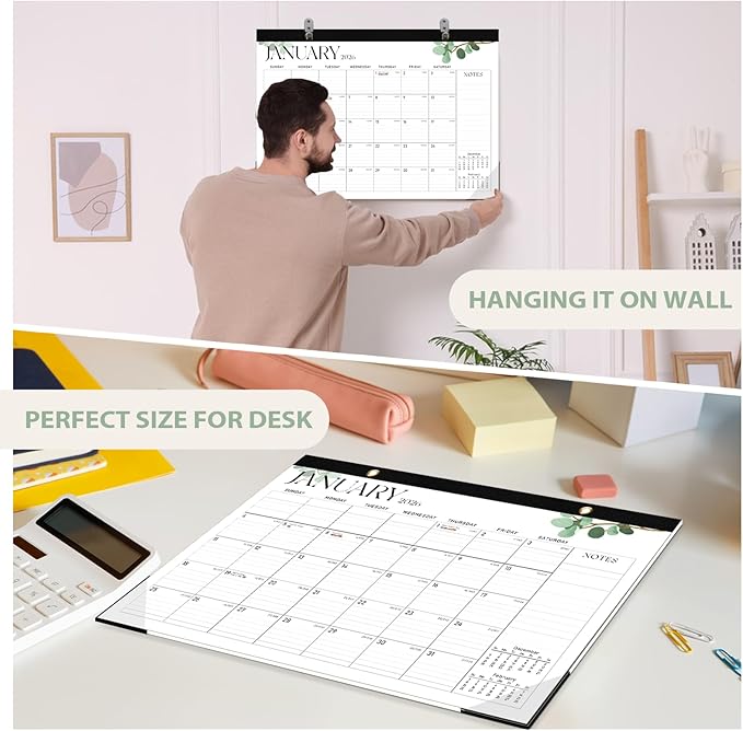 Desk Calendar 2025-2026, Runs Until December 2026 - Large Size 17" x 12" Desktop/Wall Monthly Calendar with To Do List, Personal Desk Calendar Planner for Home, School, Office