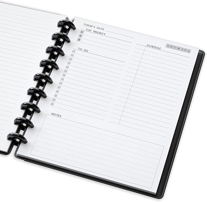 Discbound Undated Daily Plan Paper Refill, 120 GSM, 80 Sheets (160 Pages/Days), Happy Planner 9 Disc Pre-Punched Inserts, Loose Leaf, White, 7 inch x 9.25 Inch, Daily To-Do, Notes, and Scheduling