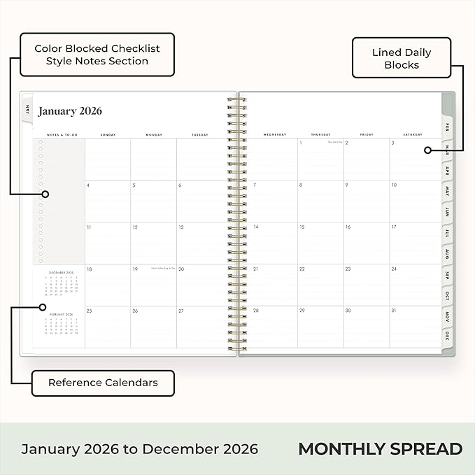 Blue Sky The Everygirl 2026 Weekly and Monthly Planner Calendar, January 2026 - December 2026, 8.5" x 11", Flexible Cover, Durable Twin Wire Binding, Storage Pocket, Includes Stickers, Marisa