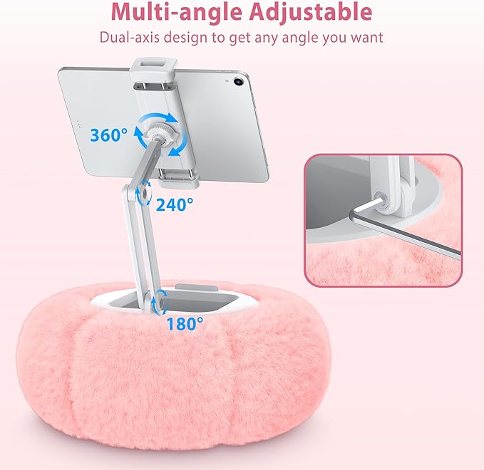 CreaDream Pumpkin Tablet Pillow Stand Holder for Kindle iPad, Adjustable Phone Pillow Stand for Lap Bed with Detachable Snack Bowl, Compatible with 4.7"-13" Tablet, iPad, iPhone, Samsung Tabs, Kindle