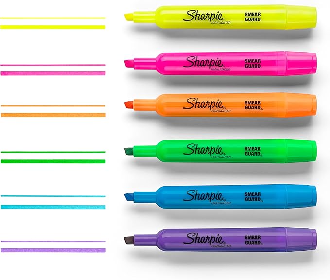 Sharpie Tank Style Highlighters Chisel Tip Fluorescent Yellow 36 Count