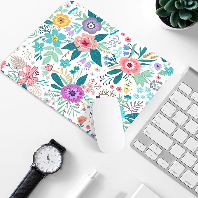 Flower Square Mouse Pad,Non-Slip Rubber Base Mouse Pad,Home Office Decoration Desktop Accessory,Laptop Mouse Pad for Office Laptops,9.4x7.8x0.12inch 6