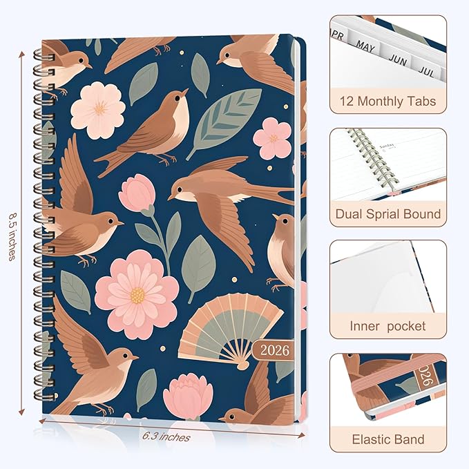 2026 Planner, Weekly and Monthly Calendar Planner Organizer, January-December, Academic Planning Agenda Book, Office School Home Suppiles for Women & Men, 6.3" × 8.5"