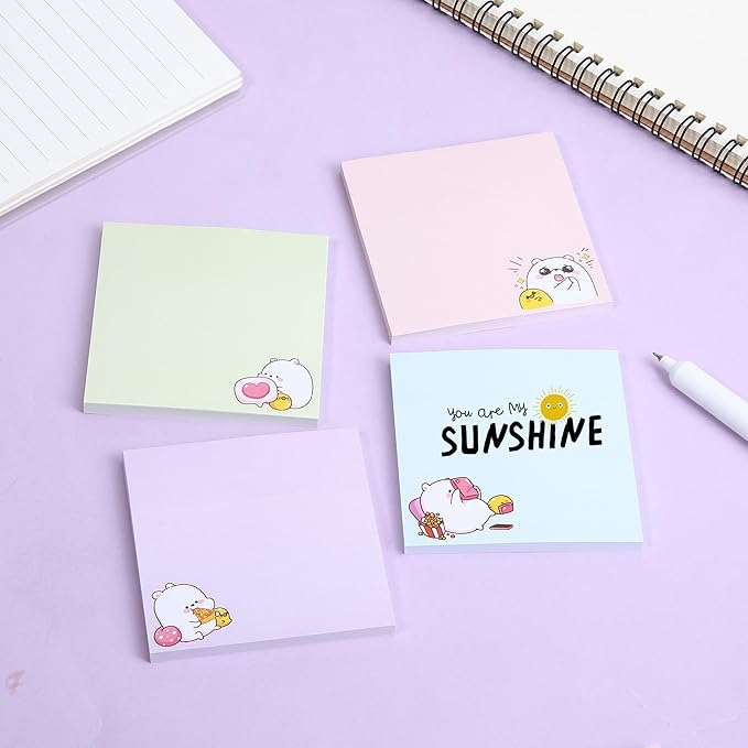Mr. Pen- Sticky Notes, 3”x3”, 8 Pads, 400 Sheets, Cute Bear Sticky Notes, Sticky Pads Aesthetic