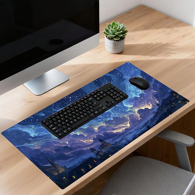 Nuxovilar Dragon Starry Sky Large Mouse Pad Gaming Mouse Pad Polyester 11.8x31.4 Inches for Home, Gaming Room, Office, Mythical Decor for Fantasy Enthusiasts