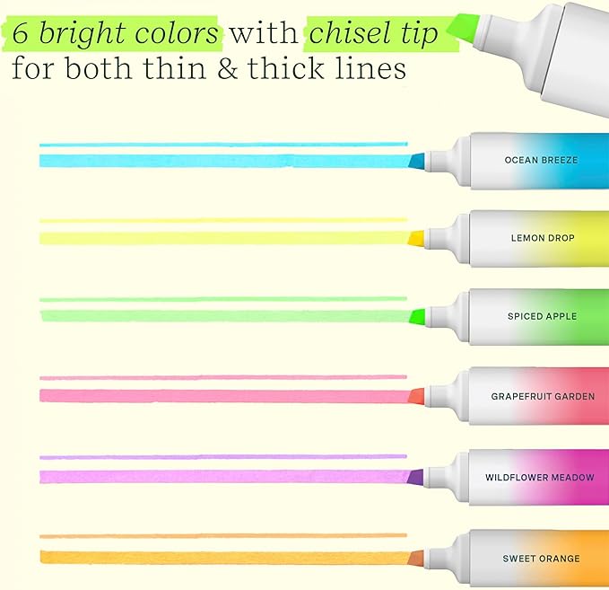 Lifelines Scented Stacking Highlighters, 2-Pack - Assorted Colors Highlighters Infused with Essential Oil Blends - Stackable, Mix & Match Colored Highlighter Pens - School & Office Supplies
