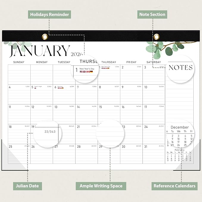 Desk Calendar 2025-2026, Runs Until December 2026 - Large Size 17" x 12" Desktop/Wall Monthly Calendar with To Do List, Personal Desk Calendar Planner for Home, School, Office