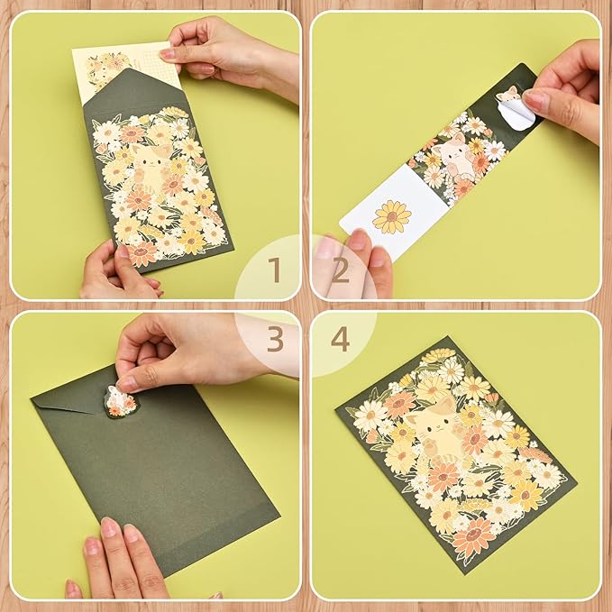 BAYTORY 36Pcs Stationery Paper and Envelopes Set, Cute Animal Patterns Envelope, Love Letter Papers Letter Writing Kit, 18 Paper Sheets + 9 Envelopes (Dog, Rabbit, Cat)