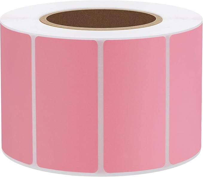 Hybsk 2.25x1.25 inch Color Direct Thermal Labels for Shipping, Barcodes, Address, Compatible with Rollo Label Printer & Zebra Desktop Printers (2.25"x1.25",Pink)