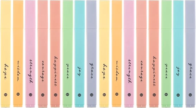 DIVERSEBEE Bible Highlighters with Soft Chisel Tip, 16 Pack Assorted Colors Pens No Bleed, Quick Dry Set, Cute Aesthetic Markers, Bible Study Journaling Supplies and Accessories (Pastel)