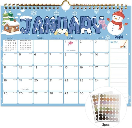2026 Calendar - 18 Monthly Wall Calendar, January 2026 - June 2027, 8.5" x 11", Calendar 2026 with Twin-Wire Binding, Hanging Hook, Blocks and Julian Dates (Calendar Festivals)