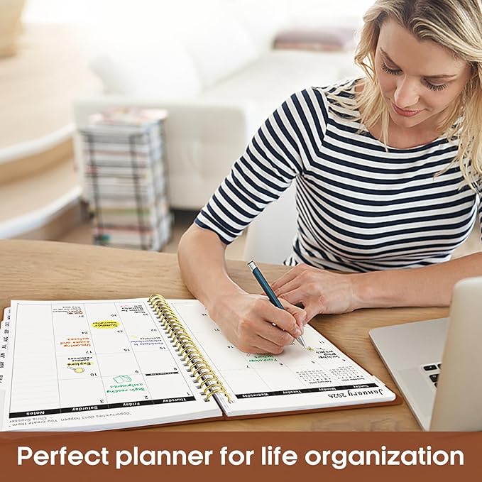 2026 Planner, Weekly and Monthly Calender Planner, Jan 2026 to Dec 2026, Hardcover 2026 Calendar Book with Tabs & Inner Pocket, Office Home School Supplies for Women & Men - A4 (8.5" x 11"), Rust Brown