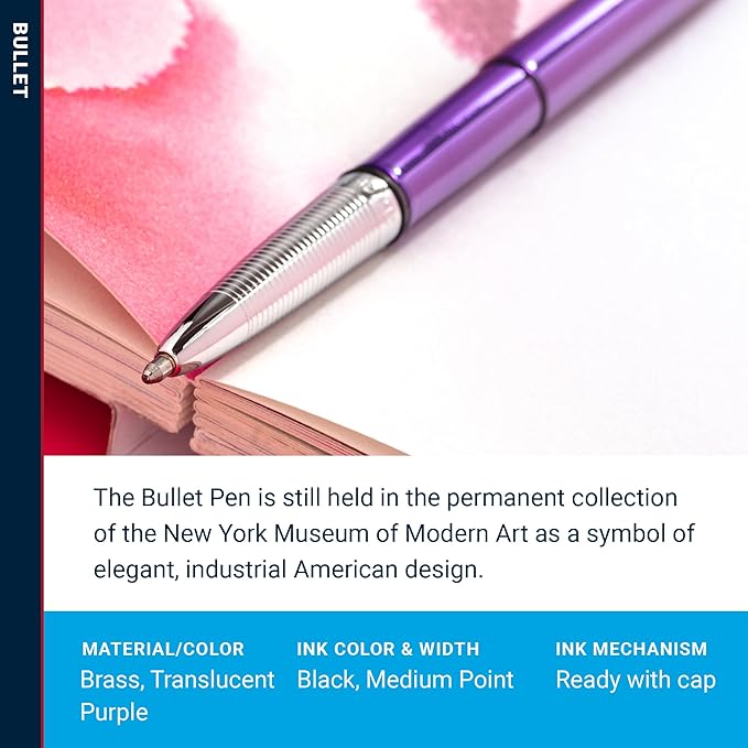 Fisher Space Pen Bullet Space Pen, Purple Haze Pressurized Ballpoint Pen, Compact Pocket Size, Writes Upside Down and in Extreme Temperatures, Smooth Black Ink, Medium Point, Gift Box, Made in the USA