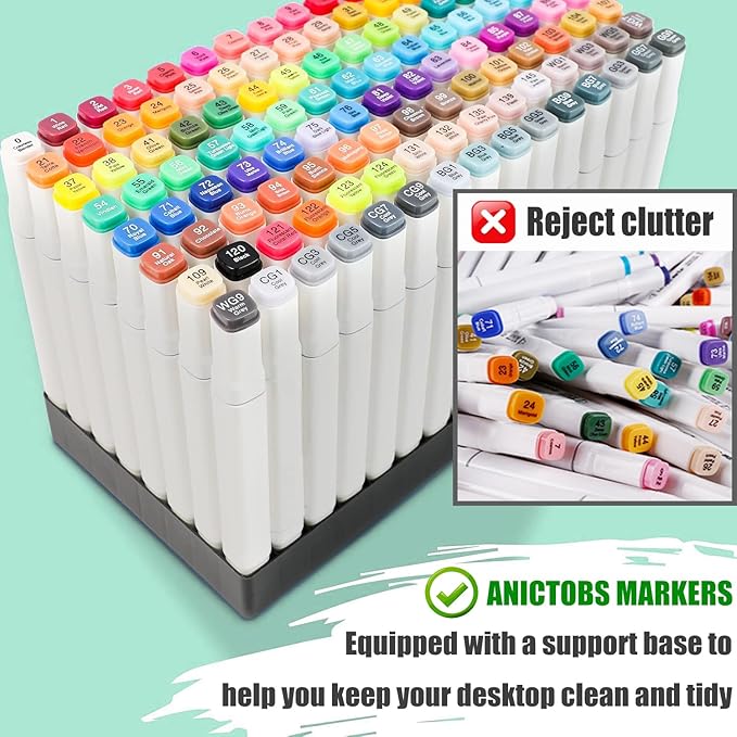Alcohol Markers 80 Colors with Base Support, Drawing Art Markers Perfect for Students Kids and Adults Comics Sketching Illustration Artistic Creation Gift