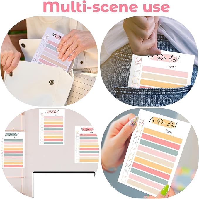 Starfa for 4 Packs to Do List Notepad, 200 Sheets Daily Sticky Notes 4x6 Inches,Magnetic Pastel Candy Color Memo Pad for Fridge,Office&Home,Funny Planner Gifts for Coworkers