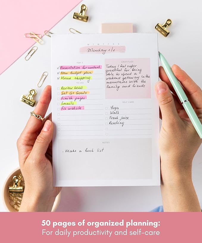 Lamare Daily To Do List Notepad – Daily Planner Undated, Work Planner and Things To Do Notepad for Productivity