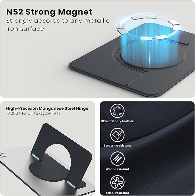Nillkin Flexwing Adhesive Tablet Stand, 0.14 inch Invisible Slim iPad Holder, Stepless Adjustable Stand, Built-in Back Magnets, Compatible with Tablets Up to 10.4-13.2 inch, Black