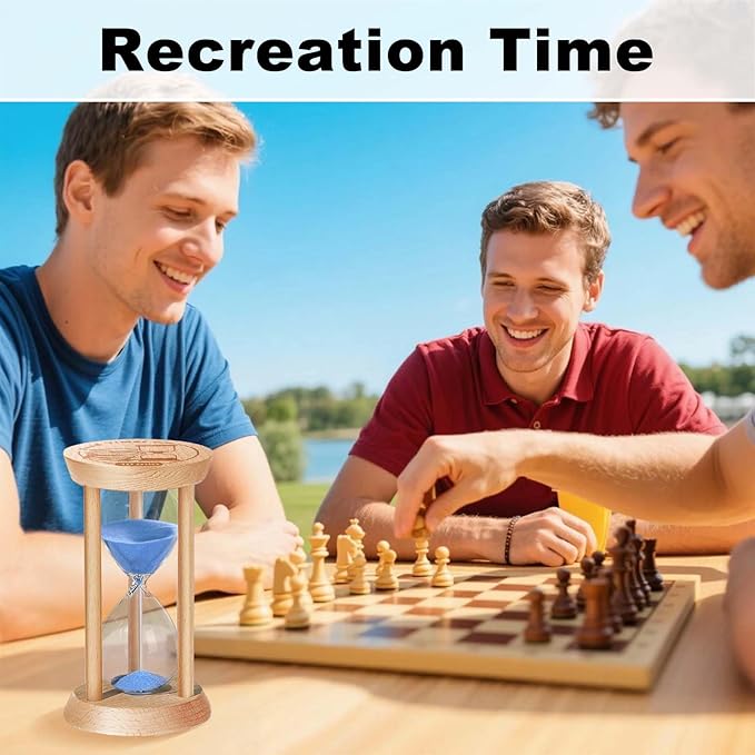 5 Minute Sand Timer, 5 Min Wooden Hourglass, Wood Mini Sand Clock, Five Minute Sandglass, Reloj De Arena, Small Hour Glass for Toothbrush Timer, Kitchen, Desk Decor, Work, Game, Gift, Blue