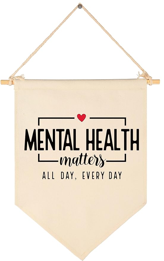 Inspirational Canvas Banner Flag Sign Pennant Poster Wall Decor Gift for Classroom Nursery Therapy Office School Counselor Reading Room Calming Corner Door-Mental Health Matters-Christmas Gift