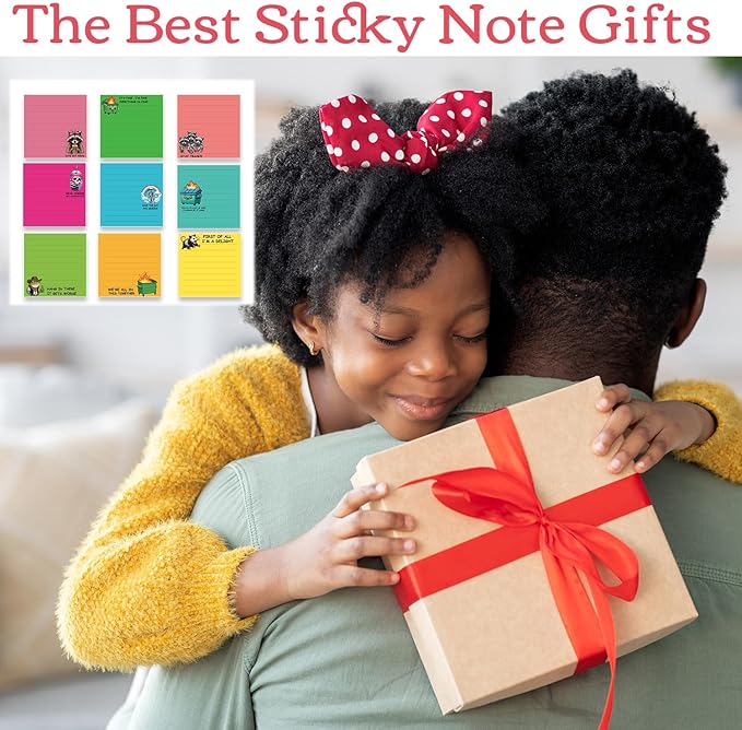 Funny Sticky Notes Gifts - 9 Pack Colorful Fun Notepads for Work 3x3 Inch, Sarcastic Self-Adhesive Memo Pads, Fun Work Gag Gifts for Coworkers School Office Supplies (450 Sheets)