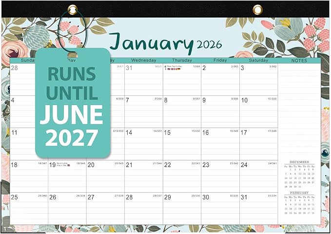 2026 Desk Calendar, Monthly Desk Pad Calendar, Jan 2026 - Jun 2027, Large Size 17"x12" Table Planner with Protect Paper, Stickers, Office Supplies and Desk Accessories for Women