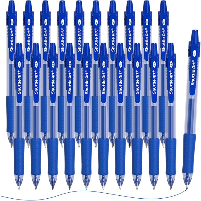 Shuttle Art Blue Gel Pens, 20 Pack Retractable 0.7mm Medium Point Rollerball Blue Ink Pens Smooth Writing with Comfortable Grip for Writing Journaling Taking Notes Office School Home