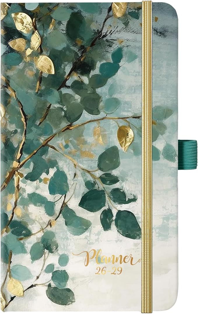 2026-2029 Pocket Planner/Calendar - 3 Year Planner 2026-2029, July 2026 - June 2029(36 Months), 6.3" x 3.7", 3 Year Monthly Planners with Inner Pocket, Pen Holder & Elastic Closure - Art Leaves