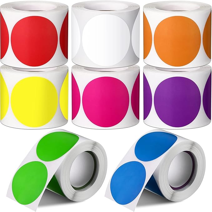 Yahenda 2000 Pcs Dot Stickers 2 Inch Circle Color Coding Labels Adhesive Round Stickers for File Classification Inventory Organize, 8 Colors