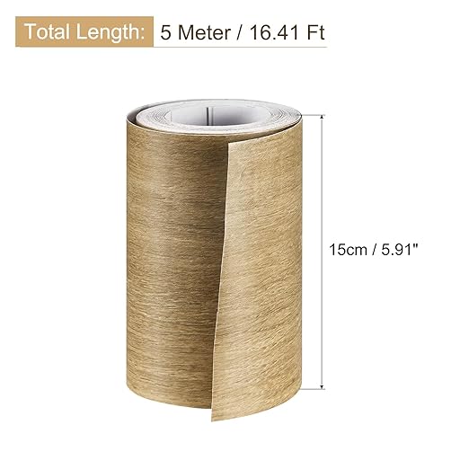 uxcell Wood Grain Tape, 5.91" x16 Ft Wall Paper Border Sticker Self-Adhesive Wood Grain Repair Patch with Scraper for Wall Corner Table Door Sofa Furniture Home Decor (Light Yellow)