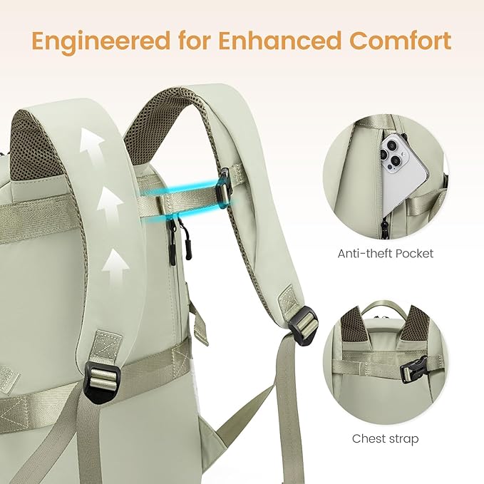 LOVEVOOK Mens Backpack with Giant Tumbler Holder Pocket,15.6 Inch Everyday Laptop Backpack Commuter Travel Work Computer Bag for Women,Casual Hiking College Teacher Back Pack Daypack,White-Black