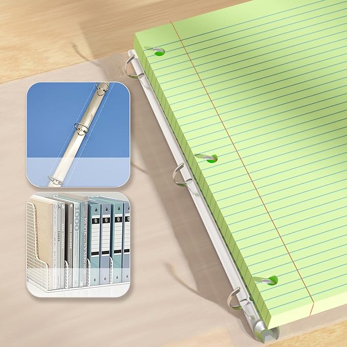 Green Loose Leaf Paper 200 Sheets Colored Filler Paper 2 Pack 8 * 10.5 College Ruled Paper 3-Hole Punched Paper for 3-Ring Binders Notebook Lined 8" x 10.5"