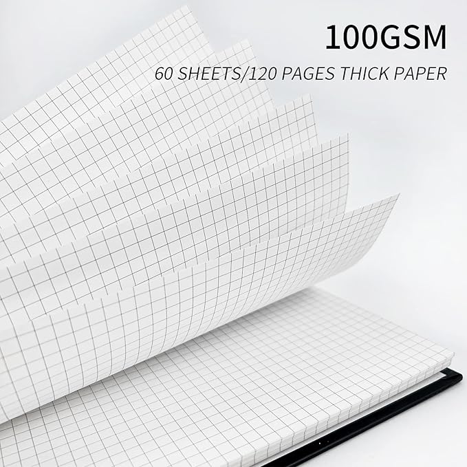 Graph Paper Notebook Spiral Notebook 8.5" x 11" 8 Pack Grid Paper Notebook Graph notebook Engineering notebook 120 Pages 100 GSM Thick Graphing Paper Notebook Hardcover Journal for School