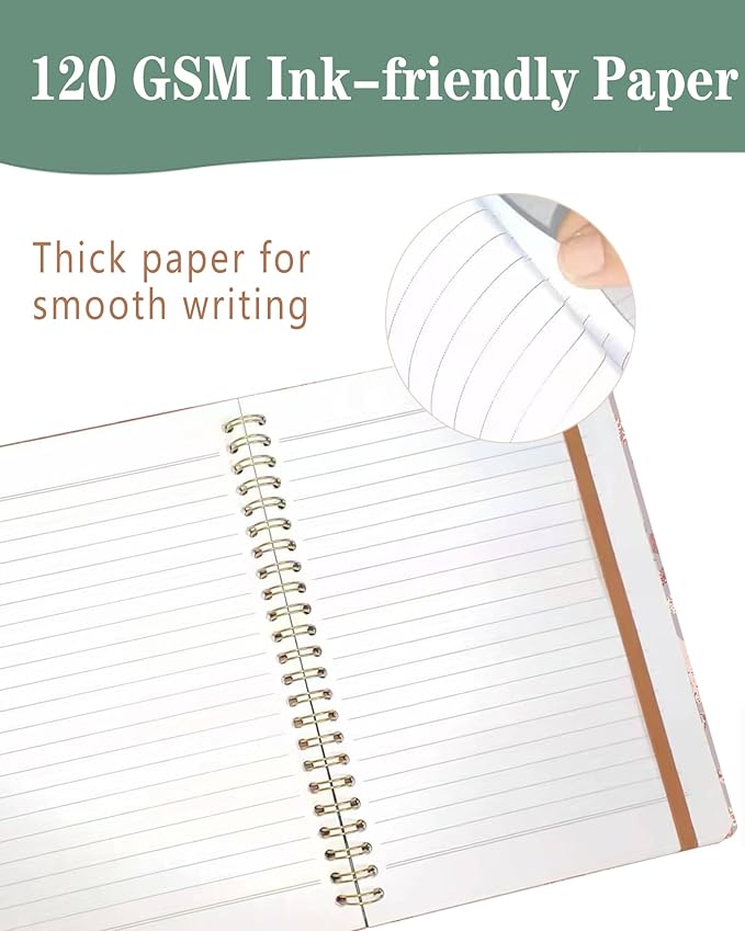 Spiral Journal Notebook, A5 Cute Notebooks for Women Men, College Ruled Hardcover Notebook for Work & Note Taking, 60 Pages Double-Wire Journals for Writing, Pink Glitter Leopard