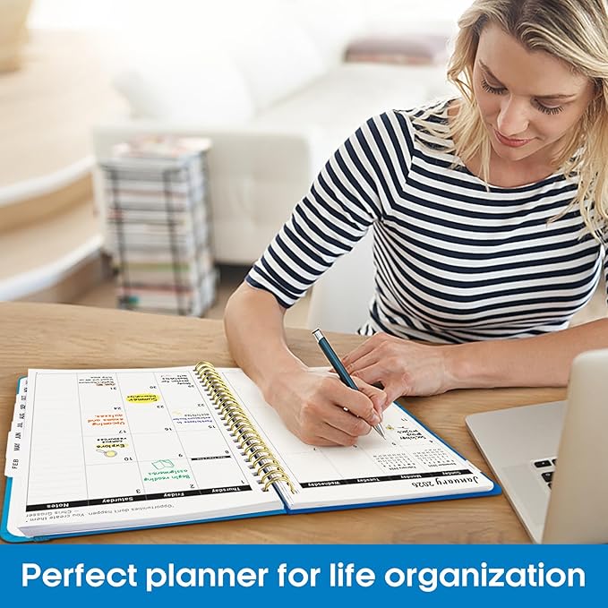 2026 Planner, Weekly and Monthly Calender Planner, Jan 2026 to Dec 2026, Hardcover 2026 Calendar Book with Tabs & Inner Pocket, Office Home School Supplies for Women & Men - A4 (8.5" x 11"), Azure Blue