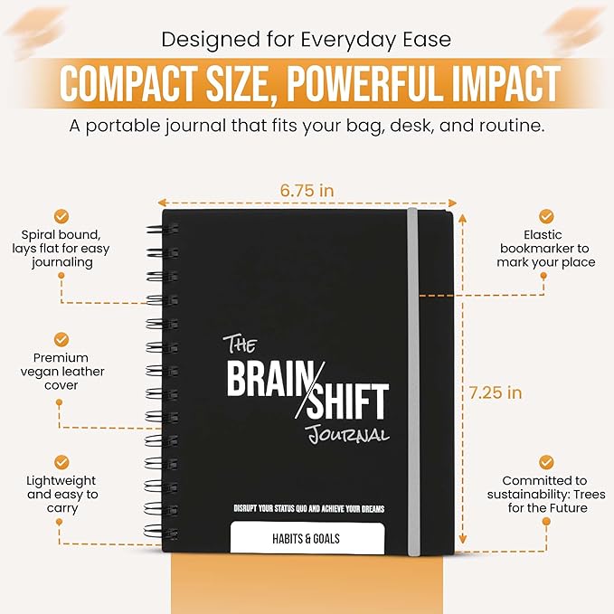 The Behavior Shift Brain Shift Journal (Habits & Goals) - 6 x 7 Inches Productivity journal - 13 week Guided Prompts for Habits, Goal setting & Personal growth- Gratitude & Manifestation journal