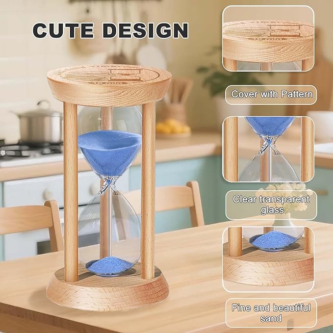 SuLiao Wooden Sand Timer 3 Minute Hourglass, Wood Blue Sand Clock, Small Watch 3 Min Timer, Hour Glass Sandglass for Home, Reloj De Arena, Office, Decorative, Game, Classroom
