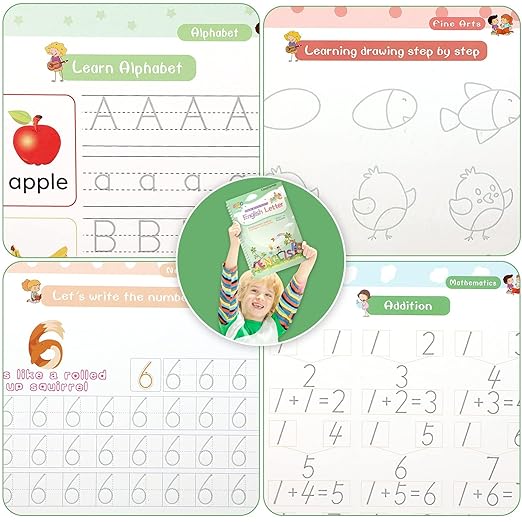 Magical Handwriting Workbooks Handwriting Practice Copybook Aid Magic Pen Reusable Copybook Grooves Template Design for Children Books Suitable for Children's Learning Valentine Gifts for Kids