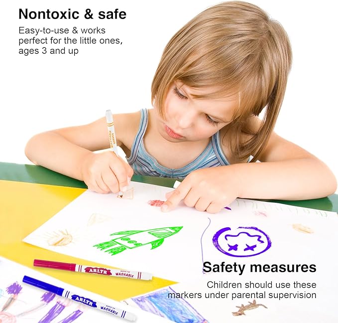 Washable Markers Bulk, Bulk Pack of 400 in 10 Vibrant Colors with Super Tip - Perfect for Kids' Classrooms & Teachers