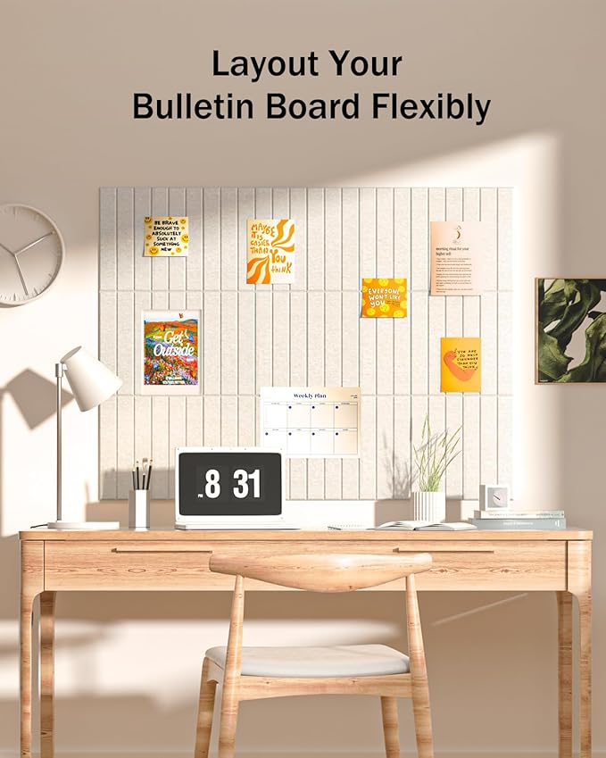 Large Cork Board, 48" X 36" Bulletin Board, 12 Pack Felt Pin Boards Cork Boards for Walls Office Home Decor, Classroom with 60 Safe Removable Adhesive Tabs Camel