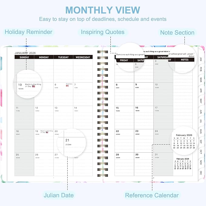 2026 Planner, Weekly and Monthly Calendar Planner Organizer, January-December, Academic Planning Agenda Book, Office School Home Suppiles for Women & Men, 6.3" × 8.5"