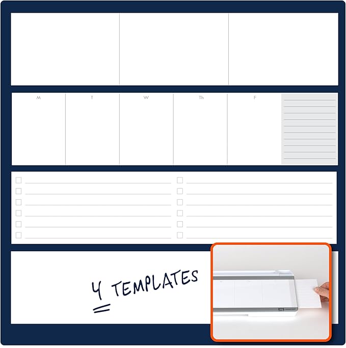 Quartet Glass Dry Erase White Board, Flip-Top Desktop Pad for Notetaking, 18" x 6" Whiteboard with Storage, Templates and Dry Erase Marker, White Surface (Q090F04-R)