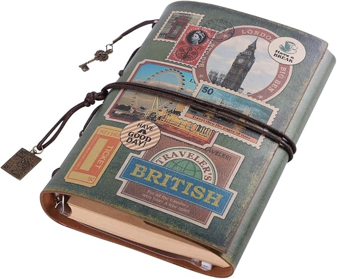 Leather Journal Notebook, MALEDEN Spiral Bound Traveler Notebook for Women Men Thanksgiving Refillable Daily Planner Sketchbook Diary with Zipper Pocket