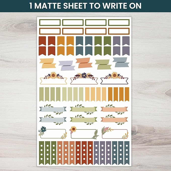 bloom daily planners Fall Expansion Sticker Pack - 8 Sheets / 411 Stickers - Autumn Harvest Variety Pack with Halloween & Thanksgiving - Planner Stickers for Calendar Decorating & Scrapbooking