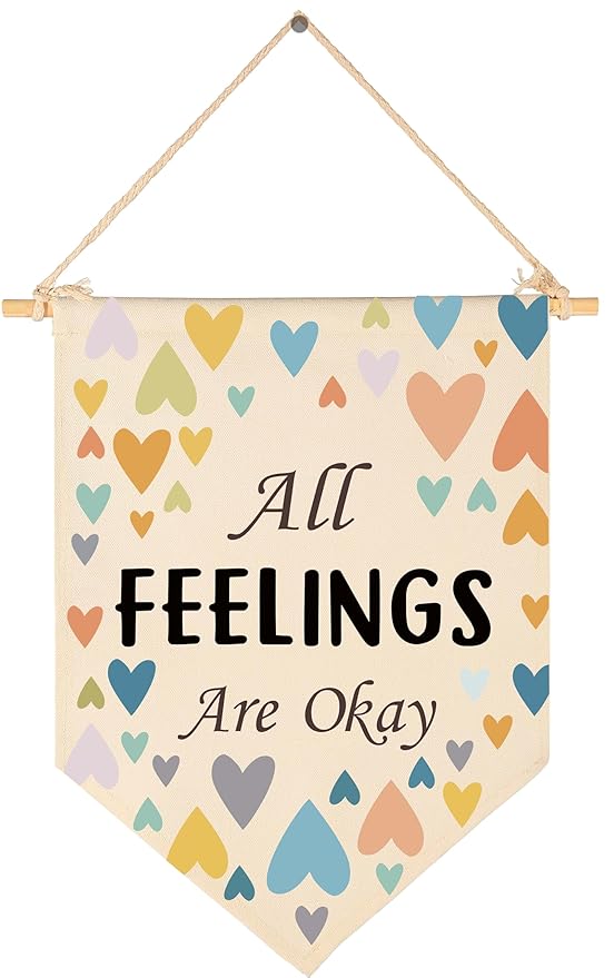 Canvas Banner Flag Sign Pennant Poster Wall Decor Gift for Nursery Classroom Kindergarten Preschool Education Baby Room Reading Room Playroom Teacher Office Kids Girl Boy-Christmas Gift-All Feelings